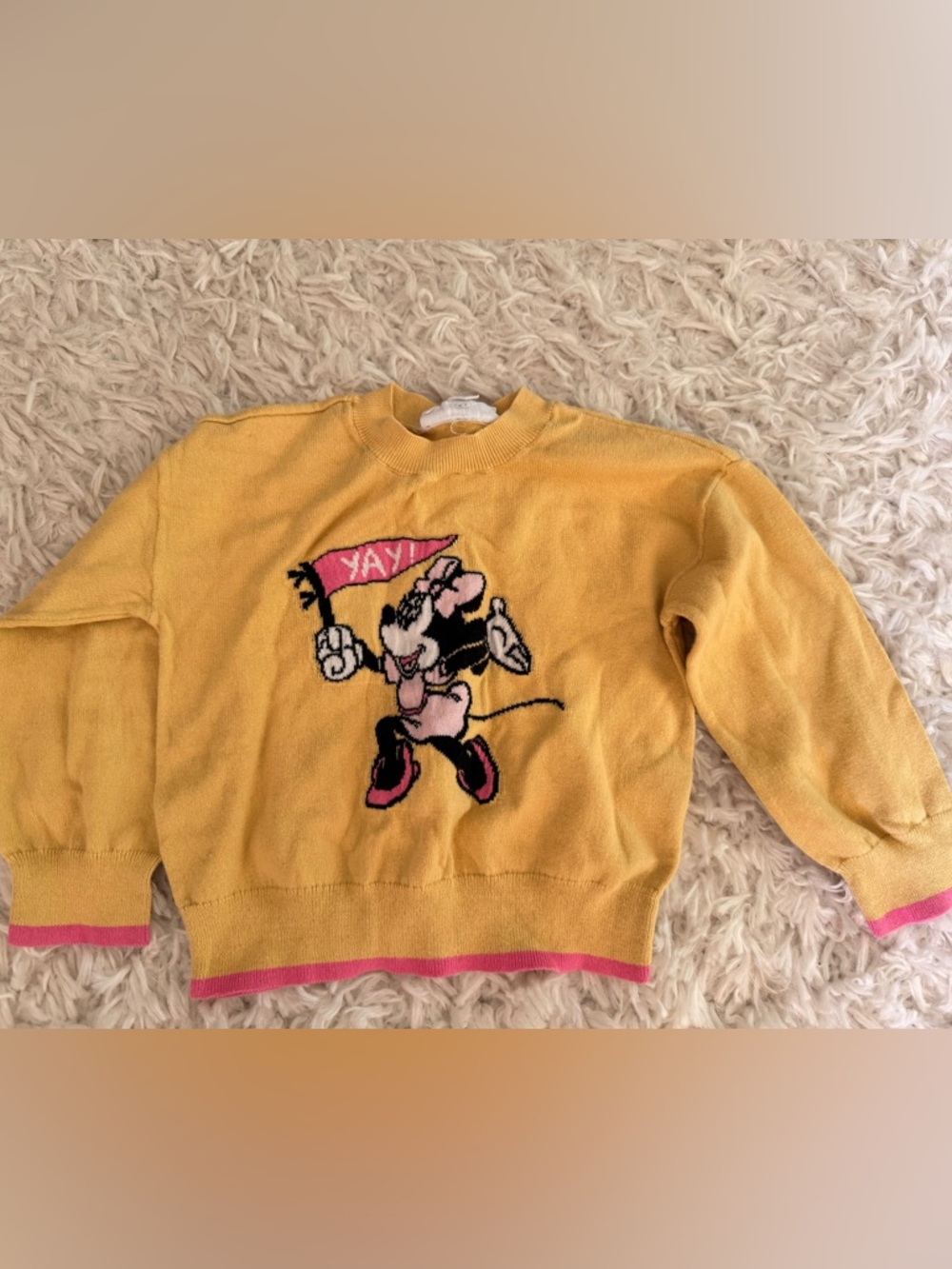 Disney Yellow Toddler Knit Sweater with Minnie Graphic Accents